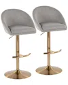Lumisource Set Of 2 Matisse Highback Contemporary/glam Adjustable Bar Stools  With Footrest