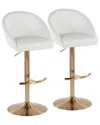 Lumisource Set Of 2 Matisse Highback Contemporary/glam Adjustable Bar Stools  With Footrest