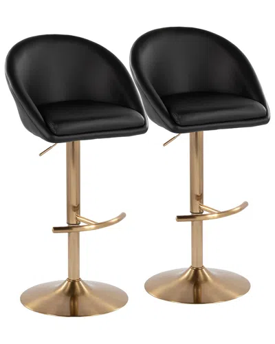 Lumisource Set Of 2 Matisse Highback Contemporary/glam Adjustable Bar Stools  With Footrest In Black