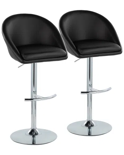 Lumisource Set Of 2 Matisse Highback Contemporary/glam Adjustable Bar Stools  With Footrest In Black