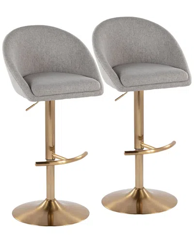 Lumisource Set Of 2 Matisse Highback Contemporary/glam Adjustable Bar Stools  With Footrest In Gray