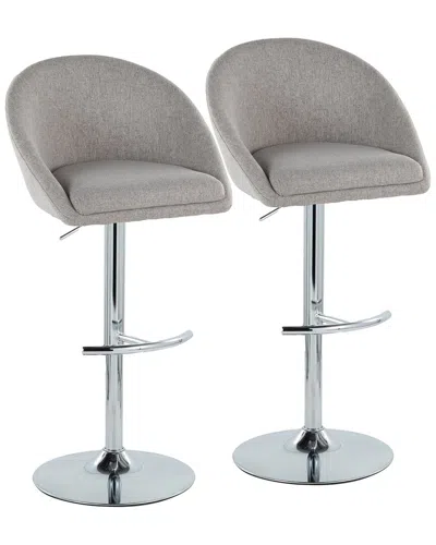 Lumisource Set Of 2 Matisse Highback Contemporary/glam Adjustable Bar Stools  With Footrest In Gray