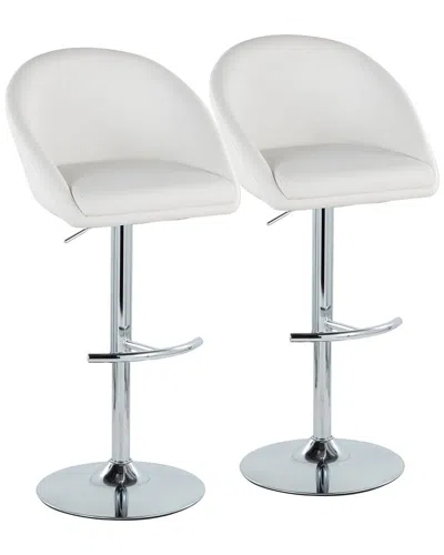 Lumisource Set Of 2 Matisse Highback Contemporary/glam Adjustable Bar Stools  With Footrest In White