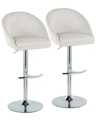Lumisource Set Of 2 Matisse Highback Contemporary/glam Adjustable Bar Stools  With Footrest In White