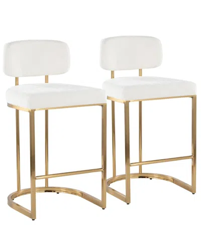 Lumisource Set Of 2 Mid-back Demi 26 Fixed-height Counter Stool In Gold
