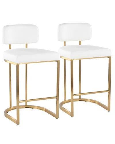 Lumisource Set Of 2 Mid-back Demi 26 Fixed-height Counter Stool In Gold