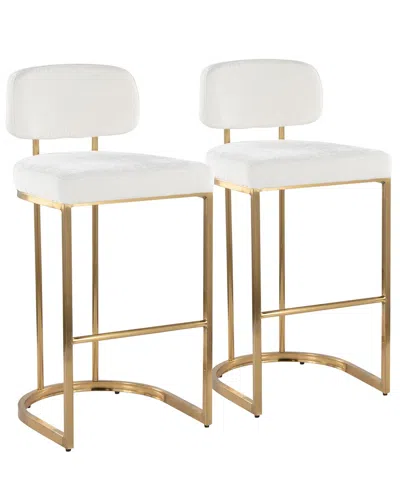 Lumisource Set Of 2 Mid-back Demi 30 Fixed-height Barstool In Brown