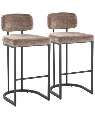 Lumisource Set Of 2 Mid-back Demi 30 Fixed-height Barstool In Brown