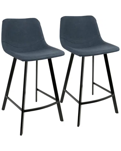 Lumisource Set Of 2 Outlaw Counter Stools In Blue