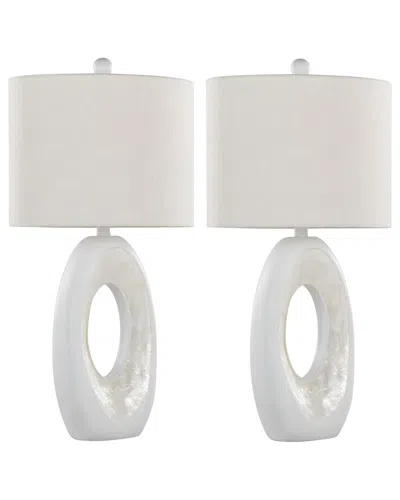 Lumisource Set Of 2 Pearl 29in Contemporary Table Lamps With Grandview Gallery Linen Shade In White