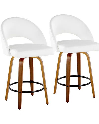 Lumisource Set Of 2 Renee Upholstered 26 Fixed-height Counter Stool In Brown