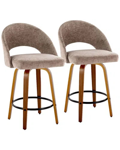 Lumisource Set Of 2 Renee Upholstered 26 Fixed-height Counter Stool In Brown