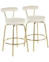 Lumisource Set Of 2 Rhonda Counter Stools In Gold
