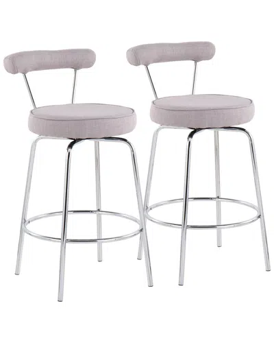Lumisource Set Of 2 Rhonda Counter Stools In Silver