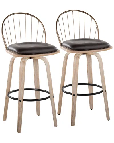 Lumisource Set Of 2 Riley 30in Fixed-height Barstools In Brown