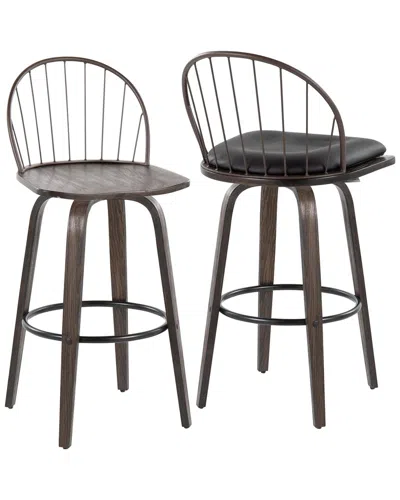 Lumisource Set Of 2 Riley 30in Fixed-height Barstools In Brown