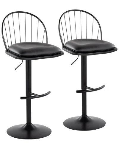 Lumisource Set Of 2 Riley Adjustable Barstools In Black