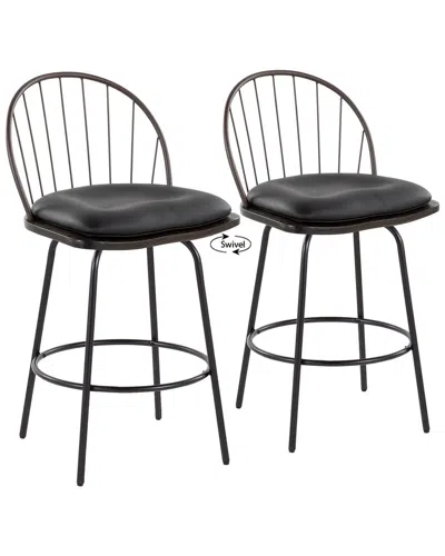 LUMISOURCE LUMISOURCE SET OF 2 RILEY CLAIRE 26IN FIXED-HEIGHT COUNTER STOOLS