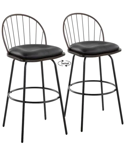 Lumisource Set Of 2 Riley Claire 30in Fixed-height Barstools In Black