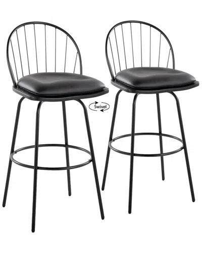Lumisource Set Of 2 Riley Claire 30in Fixed-height Barstools In Black