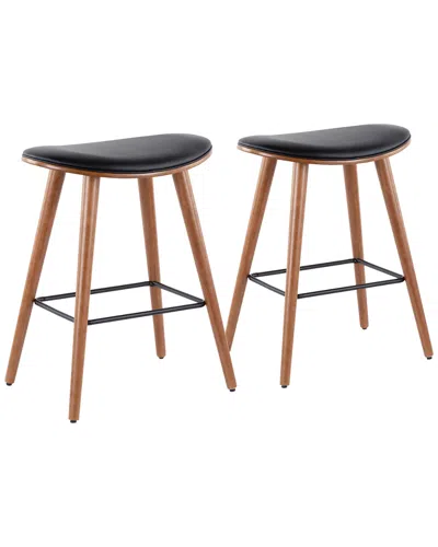 Lumisource Set Of 2 Saddle Counter Stools In Black