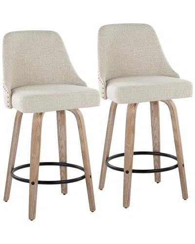 Lumisource Set Of 2 Studded Marcel 27 Fixed-height Counter Stool In Brown