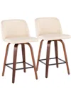 Lumisource Set Of 2 Toriano Fixed-height Counter Stools In Brown