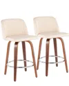 Lumisource Set Of 2 Toriano Fixed-height Counter Stools In Brown