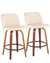 Lumisource Set Of 2 Toriano Fixed-height Counter Stools In Brown