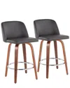 Lumisource Set Of 2 Toriano Fixed-height Counter Stools In Brown