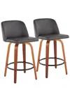 Lumisource Set Of 2 Toriano Fixed-height Counter Stools In Brown
