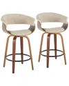 Lumisource Set Of 2 Vintage Mod 26in Fixed-height Counter Stools In Neutral