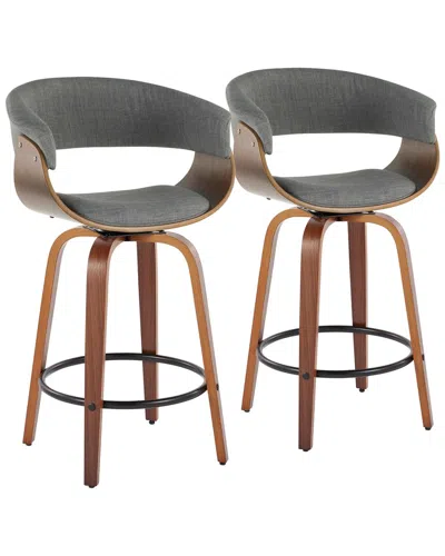 Lumisource Set Of 2 Vintage Mod 26in Fixed-height Counter Stools In Gray