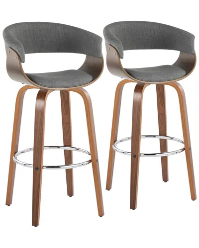 Lumisource Set Of 2 Vintage Mod 30in Fixed-height Barstools In Gray