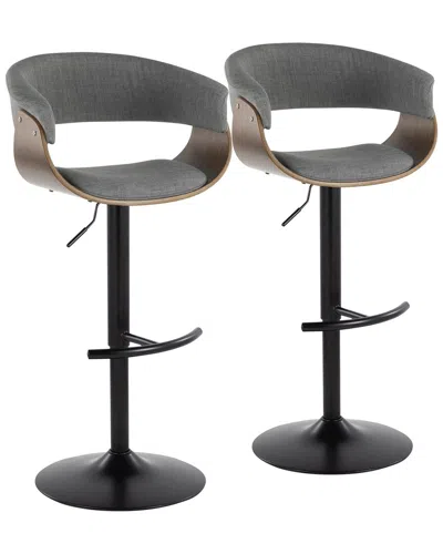 Lumisource Set Of 2 Vintage Mod Adjustable Height Barstools In Blue