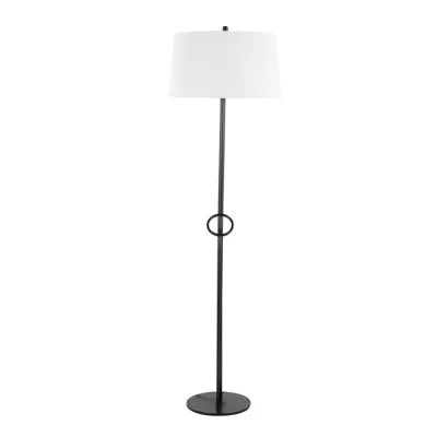 Lumisource Shadow Contemporary Floor Lamp In Black Steel With White Linen Shade By