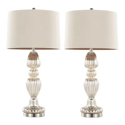 Lumisource Spade 30" Contemporary Glass Table Lamp Set Of 2 In Silver
