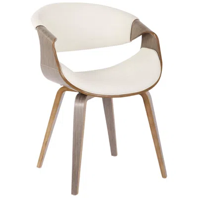 Lumisource Symphony Dining/accent Chair In Grey Wood And White Pu By