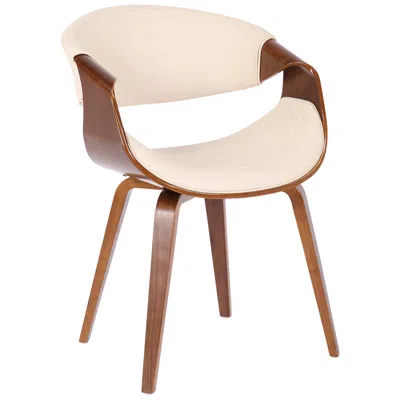 Lumisource Symphony Dining/accent Chair In Walnut Wood And Cream Pu By