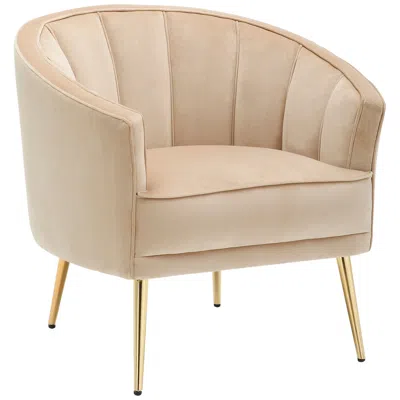Lumisource Tania 30" Wide Modern Champagne Velvet Tufted Accent Chair