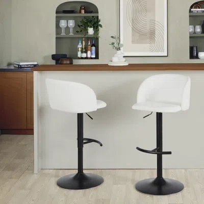 Lumisource Terrance Adjustable Bar Stools With Rounded T Footrest In White,black
