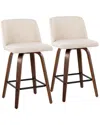 Lumisource Toriano Counter Stool Set Of 2 In Brown