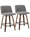 Lumisource Toriano Counter Stool Set Of 2 In Brown
