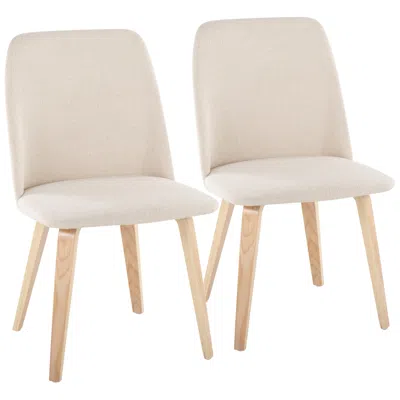 Lumisource Toriano Dining Chair In Natural Wood And Cream Fabric By  Pair