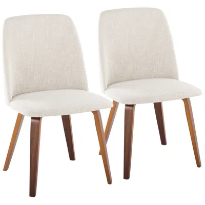 Lumisource Toriano Dining Chair In Walnut And Beige Fabric By  Pair