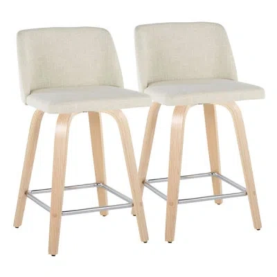 Lumisource Toriano Swivel 24.25" Counter Stool In Cream