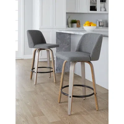 Lumisource Toriano Swivel 25.5" Counter Stool In White Washed,black,gray