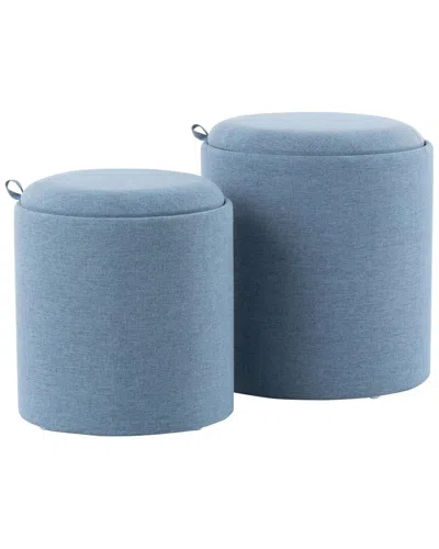 Lumisource Tray Nesting Ottoman Set In Blue
