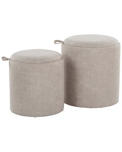 Lumisource Tray Nesting Ottoman Set In Brown