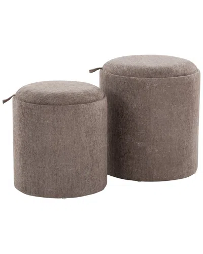 Lumisource Tray Nesting Ottoman Set In Brown